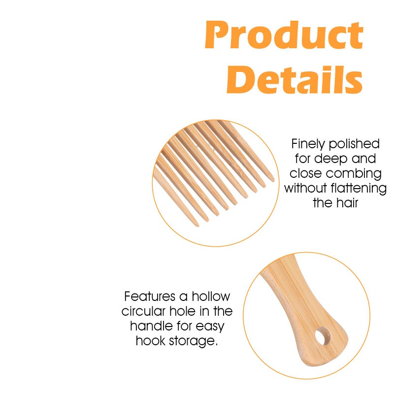 HaiFafafaing 4 Pcs Wooden Hair Picks for Curly Hair, Natural Afro Pick for Curly Hairs, Styling Combs for Thick Hairs and Beards Enhance Curl Definition and Volume (15.7cm) - Image 3